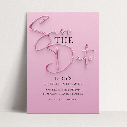 Save The Date Editable invite Pink Sparkly Date Reminder, Simple Elegant For Her Instant Download Printable SPK
