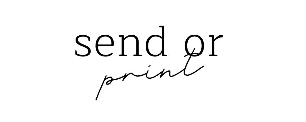 Text 'send or print' in a minimalist design on a white background