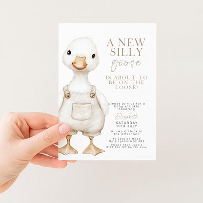 Silly Goose Baby Sprinkle Invitation Download – Neutral Baby Shower Digital Download Invite, Gender Neutral Editable Printable Template SG21
