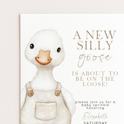 Silly Goose Baby Sprinkle Invitation Download – Neutral Baby Shower Digital Download Invite, Gender Neutral Editable Printable Template SG21
