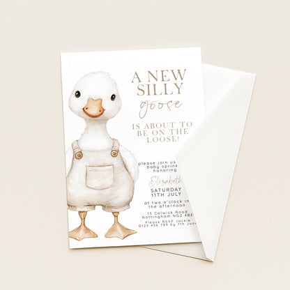 Silly Goose Baby Sprinkle Invitation Download – Neutral Baby Shower Digital Download Invite, Gender Neutral Editable Printable Template SG21