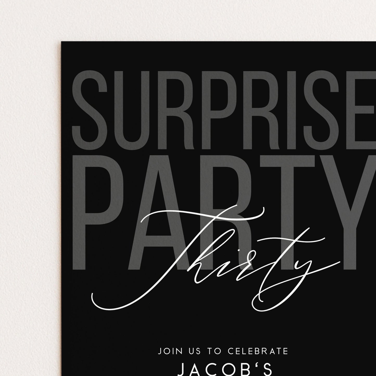 Surprise 30th Birthday Invitation, Editable Black Surprise Party Invite, Mens Adult Invitation Template, 30th BirthdayPrintable Template