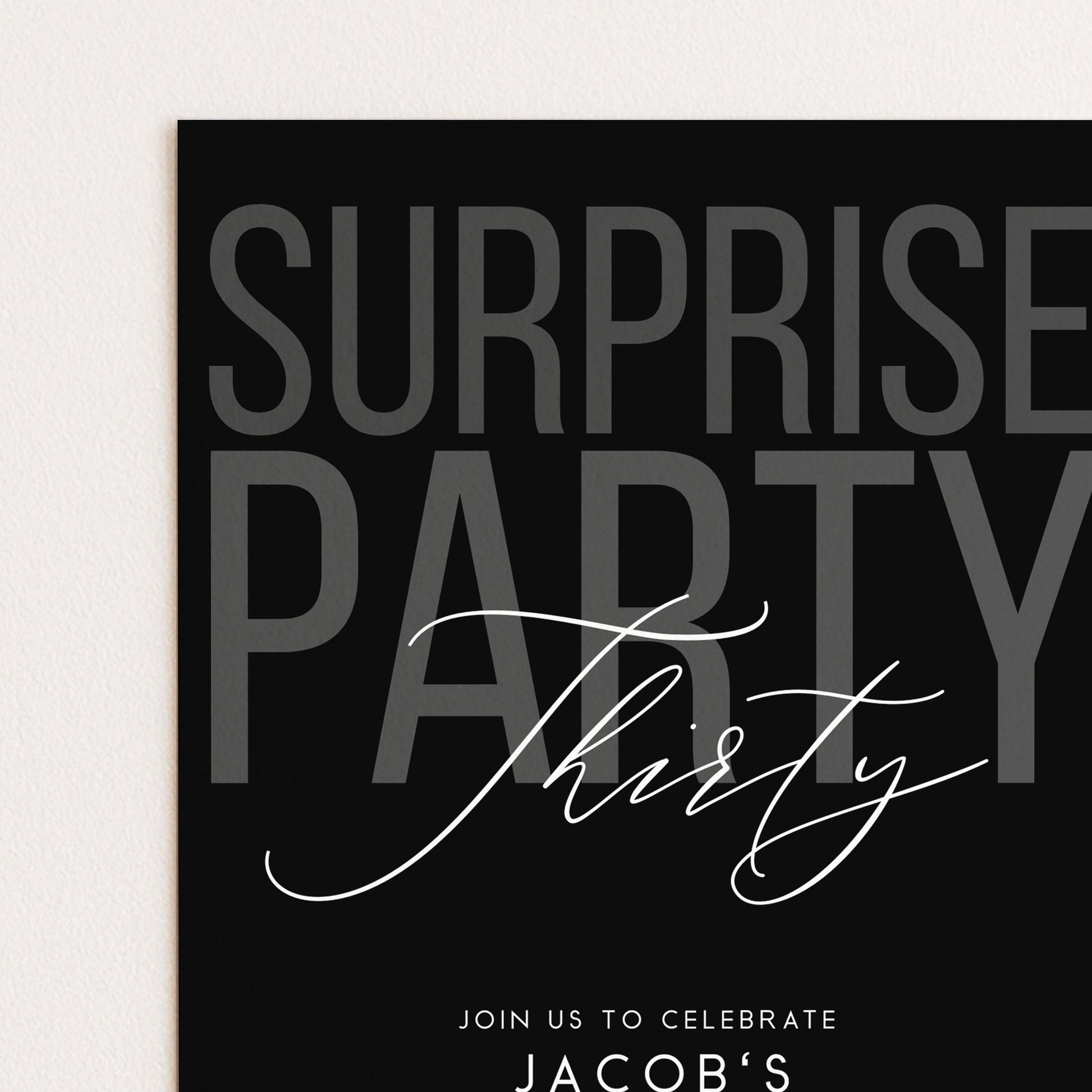 Surprise 30th Birthday Invitation, Editable Black Surprise Party Invite, Mens Adult Invitation Template, 30th BirthdayPrintable Template