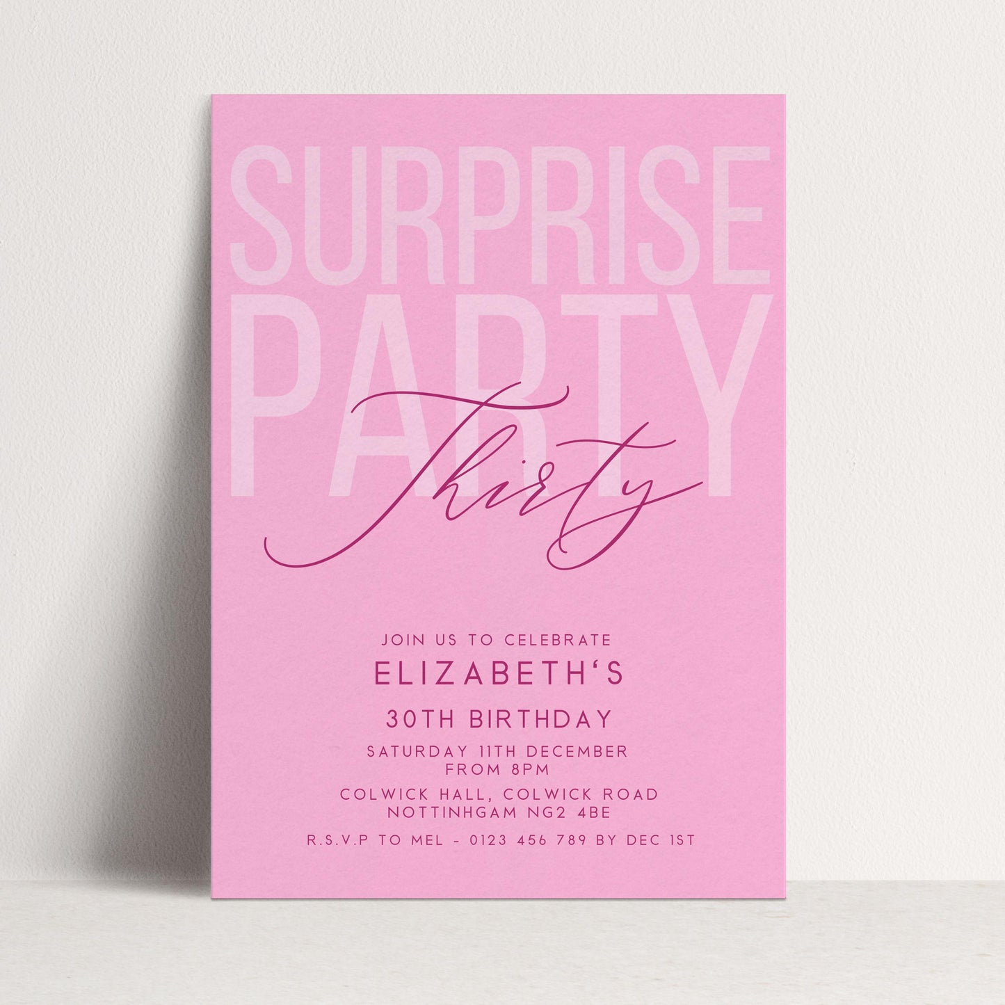 Surprise 30th Birthday Invitation, Editable Pink Surprise Party Invite, Women's Adult Invitation Template, 30th BirthdayPrintable Template