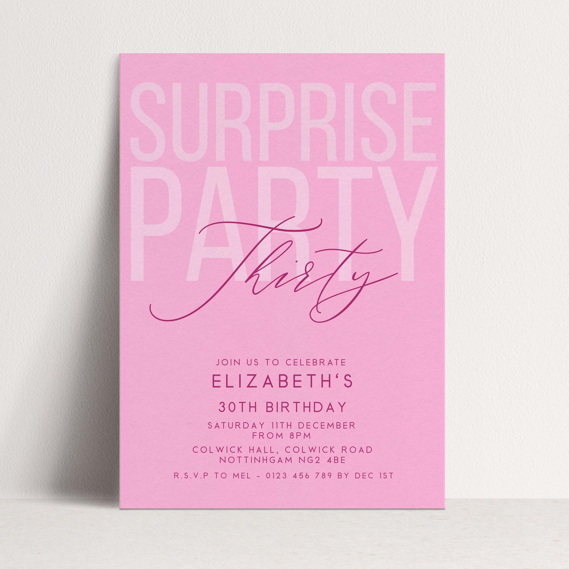 Surprise 30th Birthday Invitation, Editable Pink Surprise Party Invite, Women's Adult Invitation Template, 30th BirthdayPrintable Template