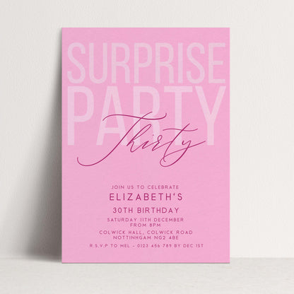 Surprise 30th Birthday Invitation, Editable Pink Surprise Party Invite, Women's Adult Invitation Template, 30th BirthdayPrintable Template