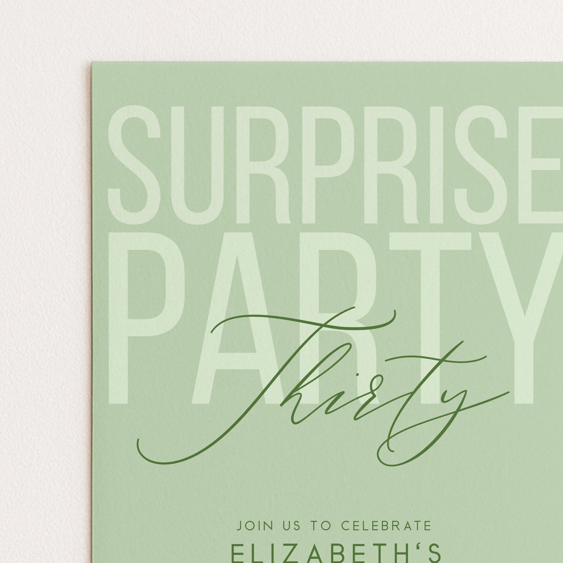 Surprise 30th Birthday Invitation, Editable Sage Surprise Party Invite, Unisex Adult Invitation Template, 30th BirthdayPrintable Template