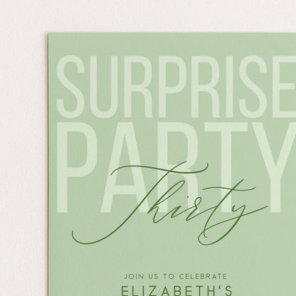 Surprise 30th Birthday Invitation, Editable Sage Surprise Party Invite, Unisex Adult Invitation Template, 30th BirthdayPrintable Template