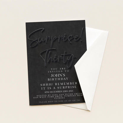 The image is a birthday party invitation for John's 30th birthday.
