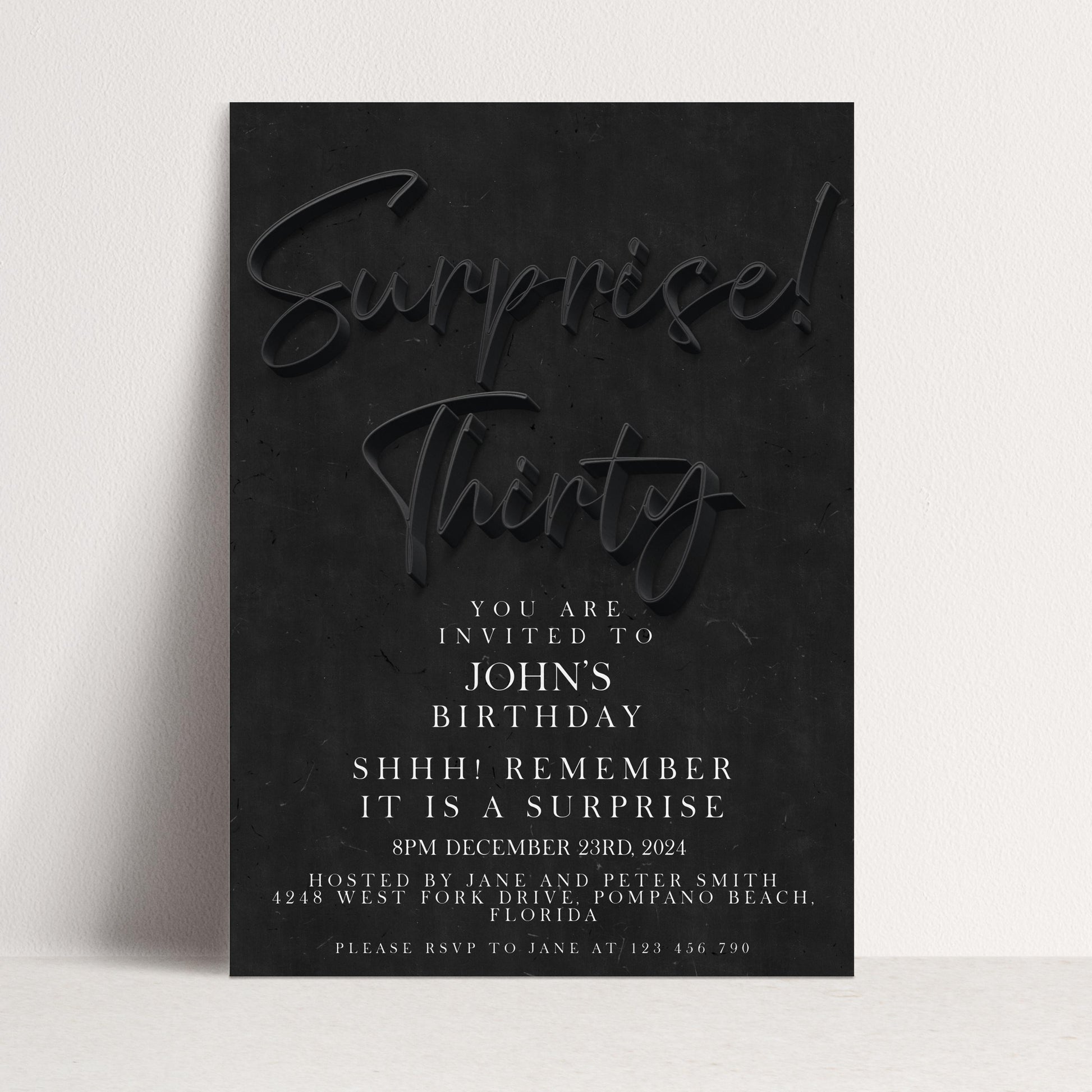 The image is a birthday party invitation for John's 30th birthday.