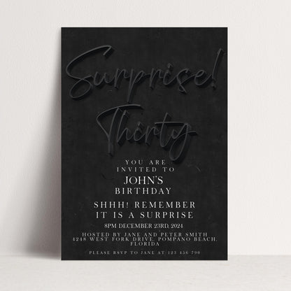 The image is a birthday party invitation for John's 30th birthday.