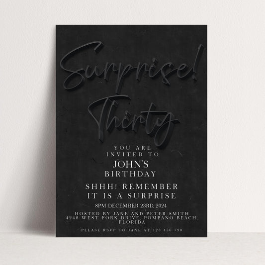 The image is a birthday party invitation for John's 30th birthday.