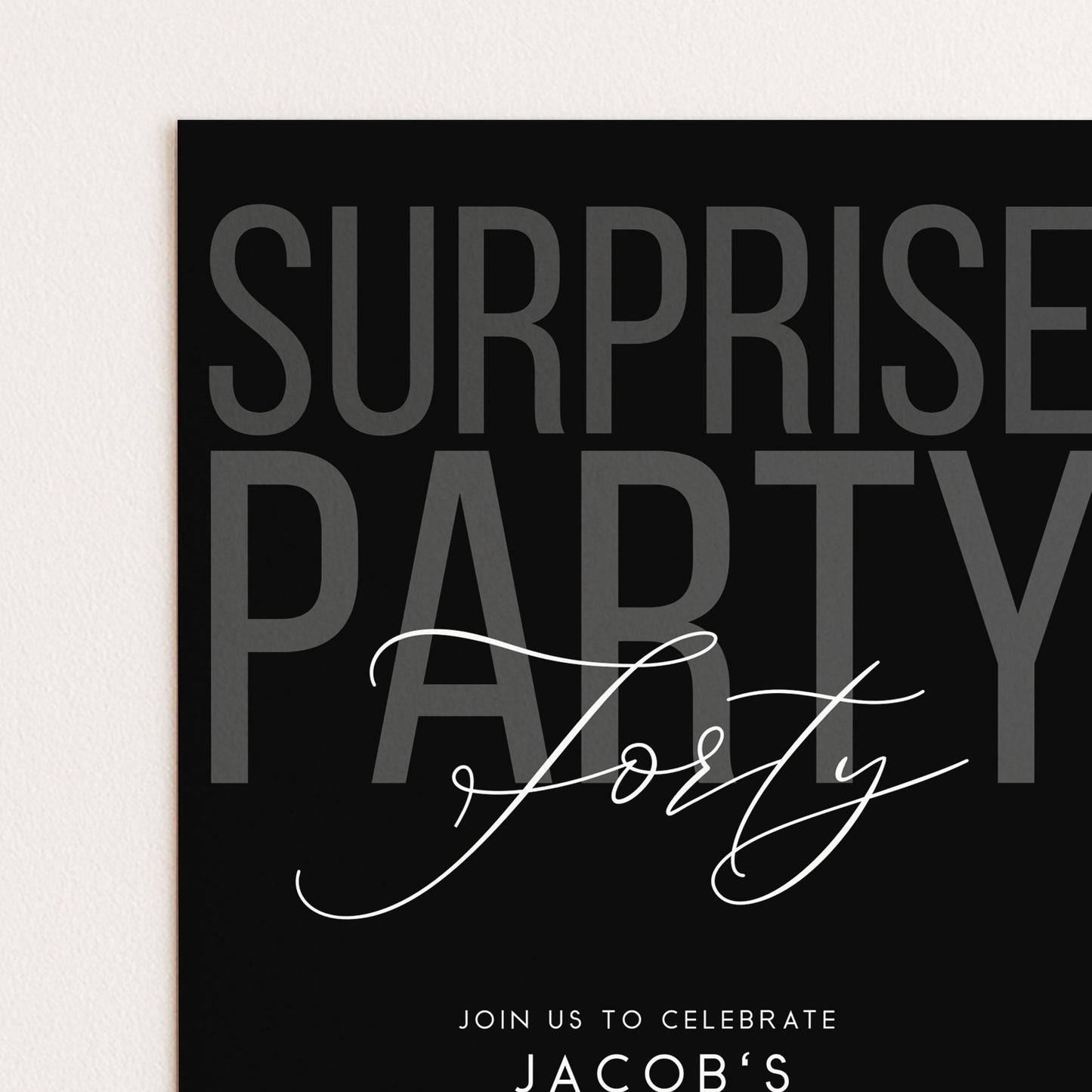 Surprise 40th Birthday Invitation, Editable Black Surprise Party Invite, Mens Adult Invitation Template, 40th BirthdayPrintable Template