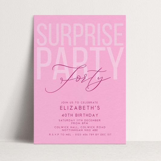 Surprise 40th Birthday Invitation, Editable Pink Surprise Party Invite, Women's Adult Invitation Template, 40th BirthdayPrintable Template