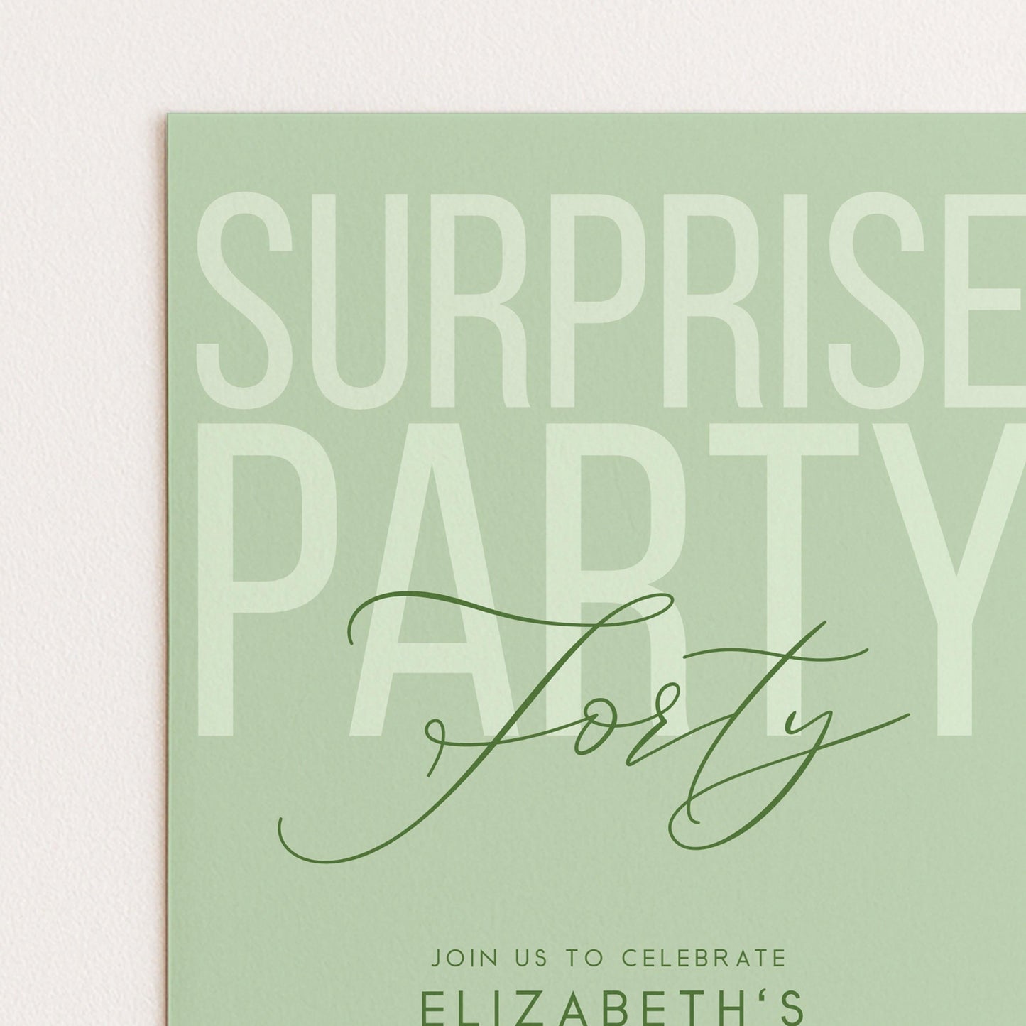 Surprise 40th Birthday Invitation, Editable Sage Surprise Party Invite, Unisex Adult Invitation Template, 40th BirthdayPrintable Template