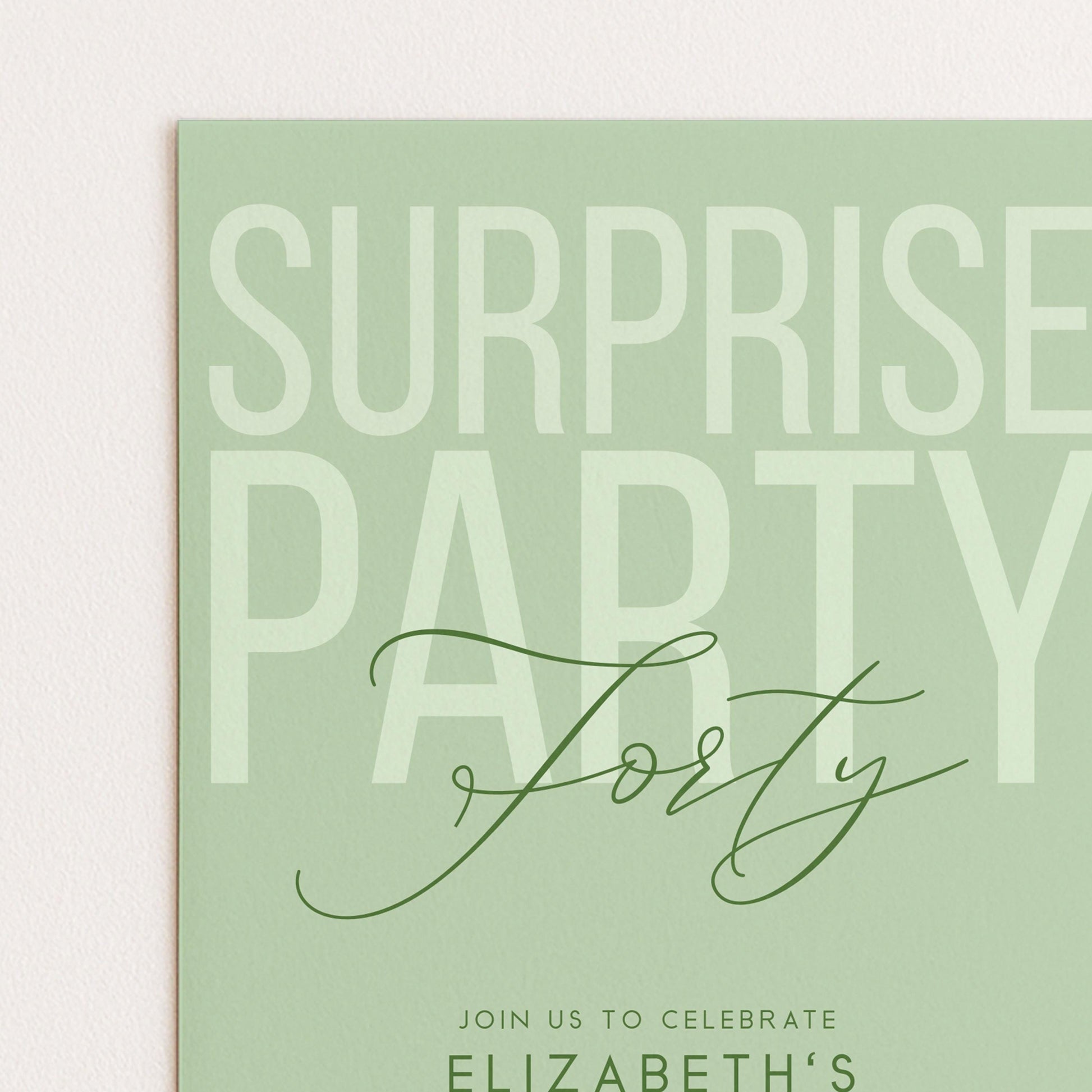 Surprise 40th Birthday Invitation, Editable Sage Surprise Party Invite, Unisex Adult Invitation Template, 40th BirthdayPrintable Template