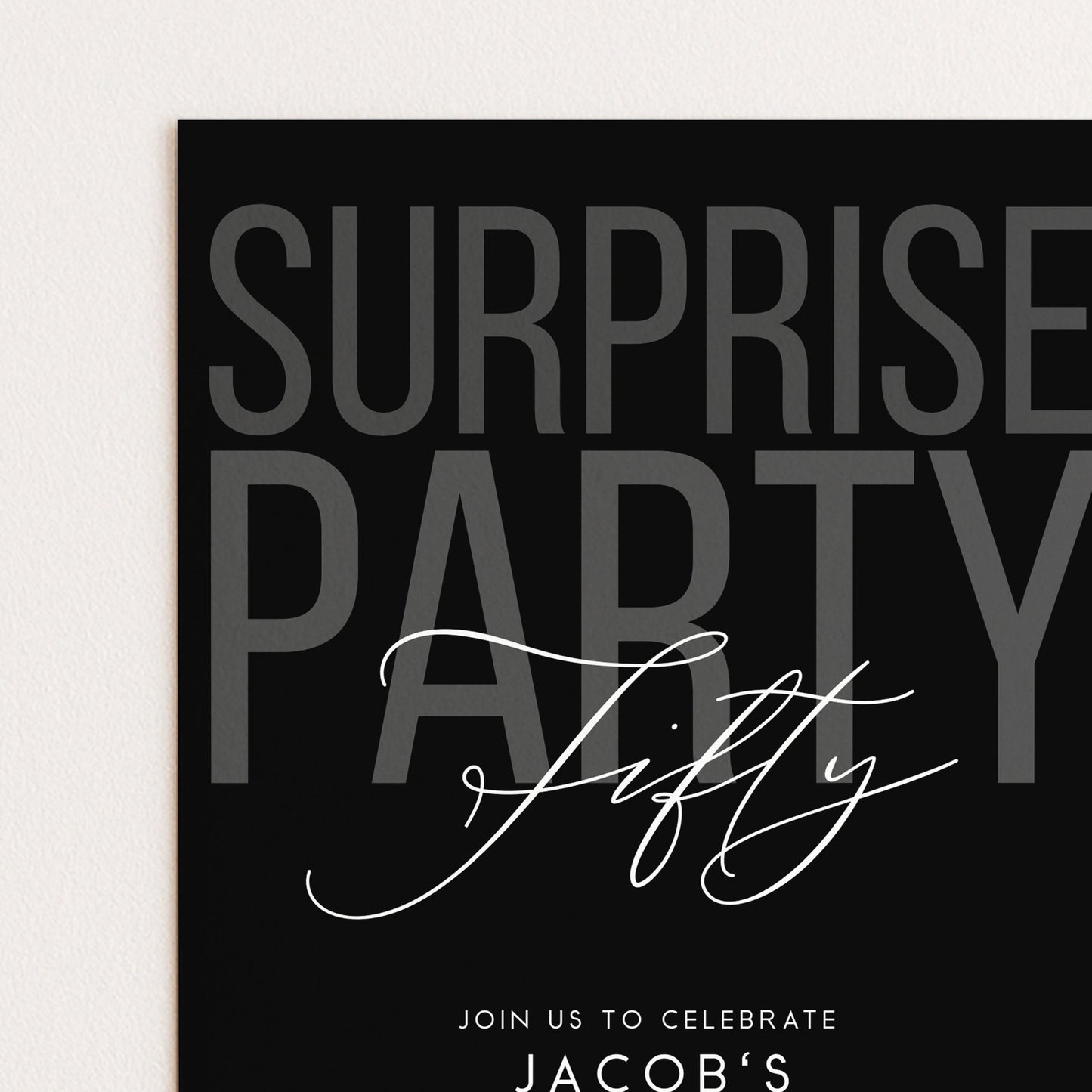 Surprise 50th Birthday Invitation, Editable Black Surprise Party Invite, Mens Adult Invitation Template, 50th BirthdayPrintable Template