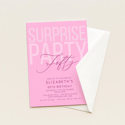 Surprise 50th Birthday Invitation, Editable Pink Surprise Party Invite, Women's Adult Invitation Template, 50th BirthdayPrintable Template