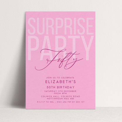 Surprise 50th Birthday Invitation, Editable Pink Surprise Party Invite, Women's Adult Invitation Template, 50th BirthdayPrintable Template