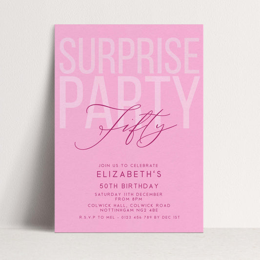 Surprise 50th Birthday Invitation, Editable Pink Surprise Party Invite, Women's Adult Invitation Template, 50th BirthdayPrintable Template