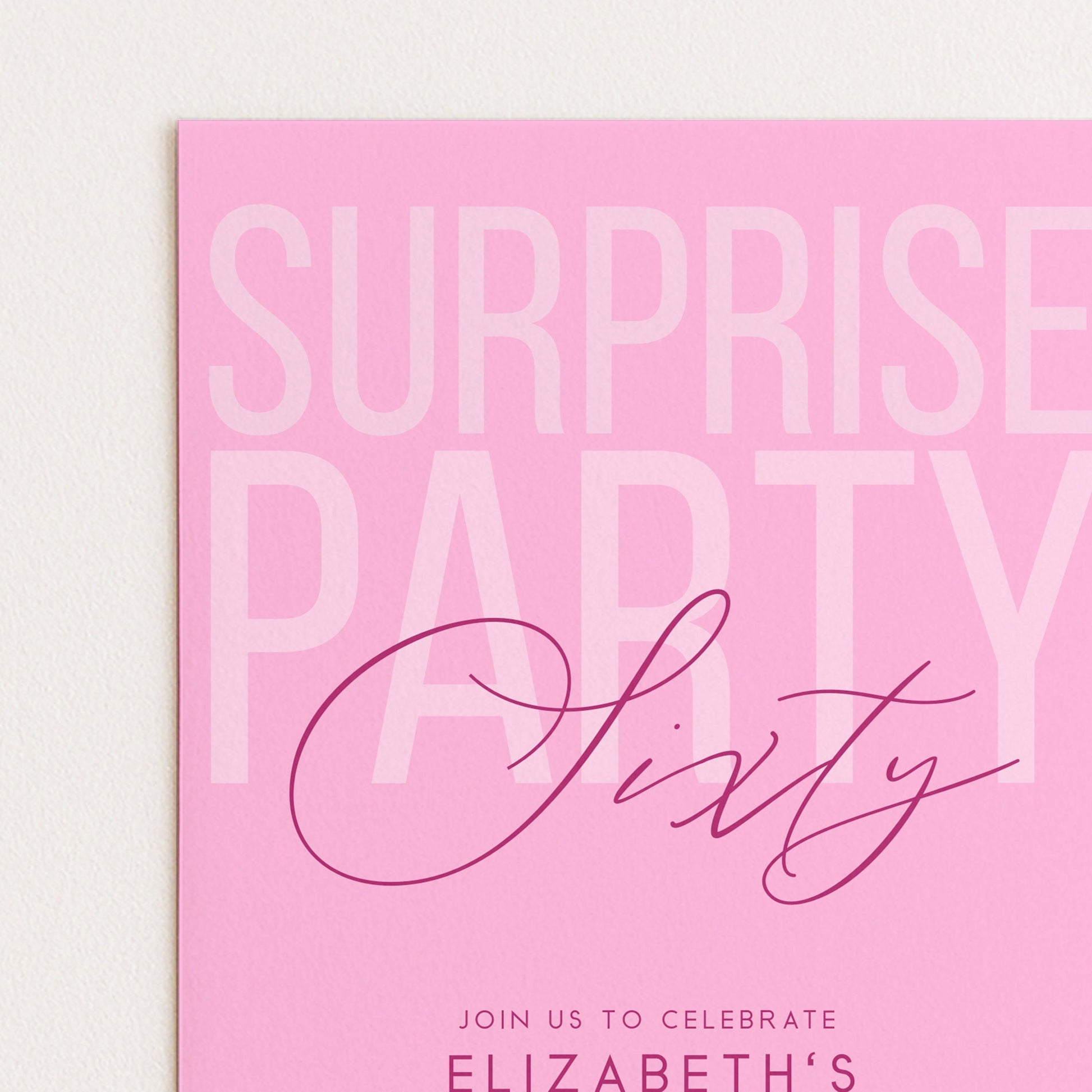 Surprise 60th Birthday Invitation, Editable Pink Surprise Party Invite, Women's Adult Invitation Template, 60th BirthdayPrintable Template
