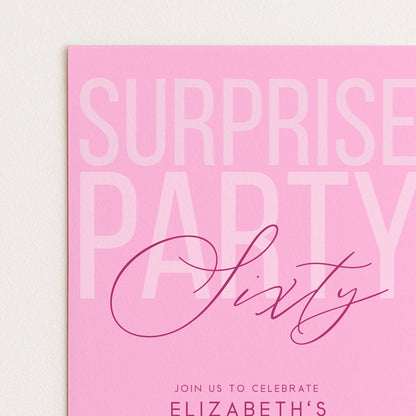 Surprise 60th Birthday Invitation, Editable Pink Surprise Party Invite, Women's Adult Invitation Template, 60th BirthdayPrintable Template