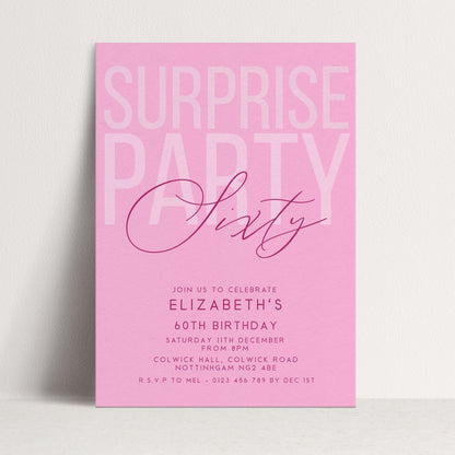 Surprise 60th Birthday Invitation, Editable Pink Surprise Party Invite, Women's Adult Invitation Template, 60th BirthdayPrintable Template