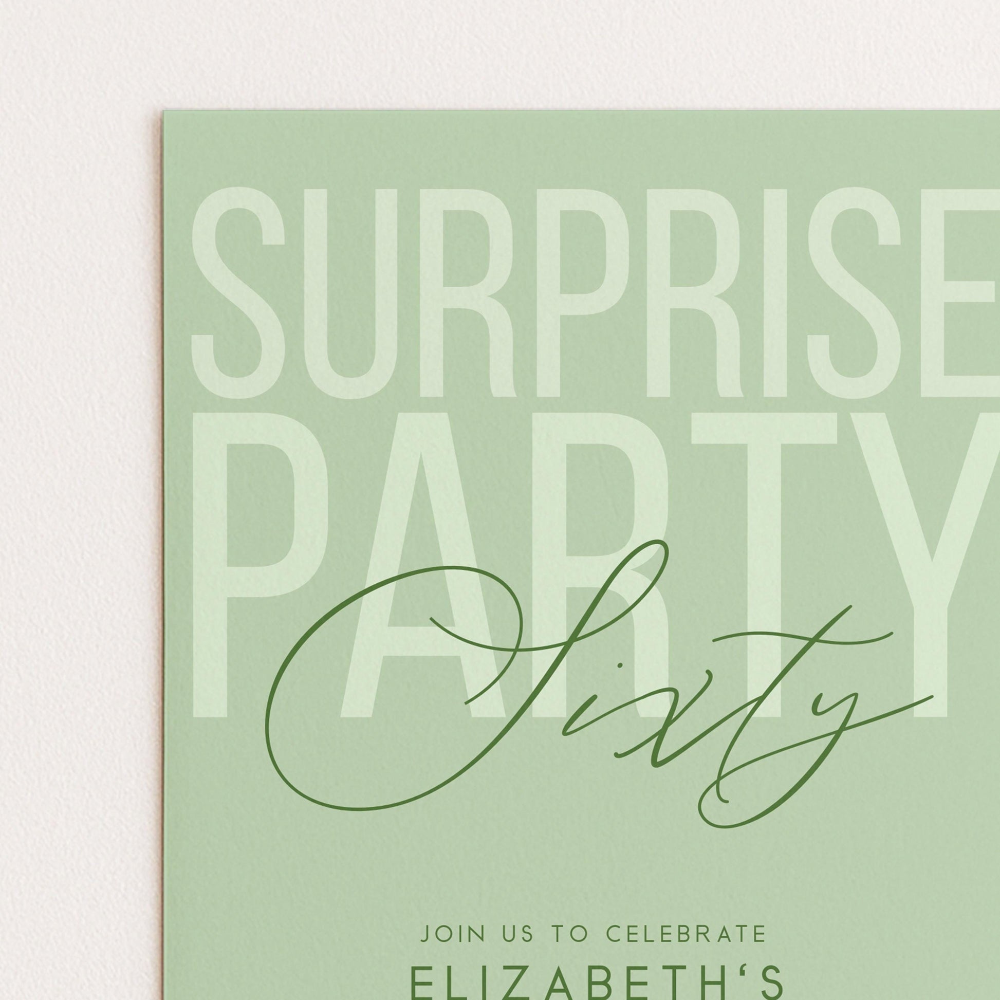 Surprise 60th Birthday Invitation, Editable Sage Surprise Party Invite, Unisex Adult Invitation Template, 60th BirthdayPrintable Template