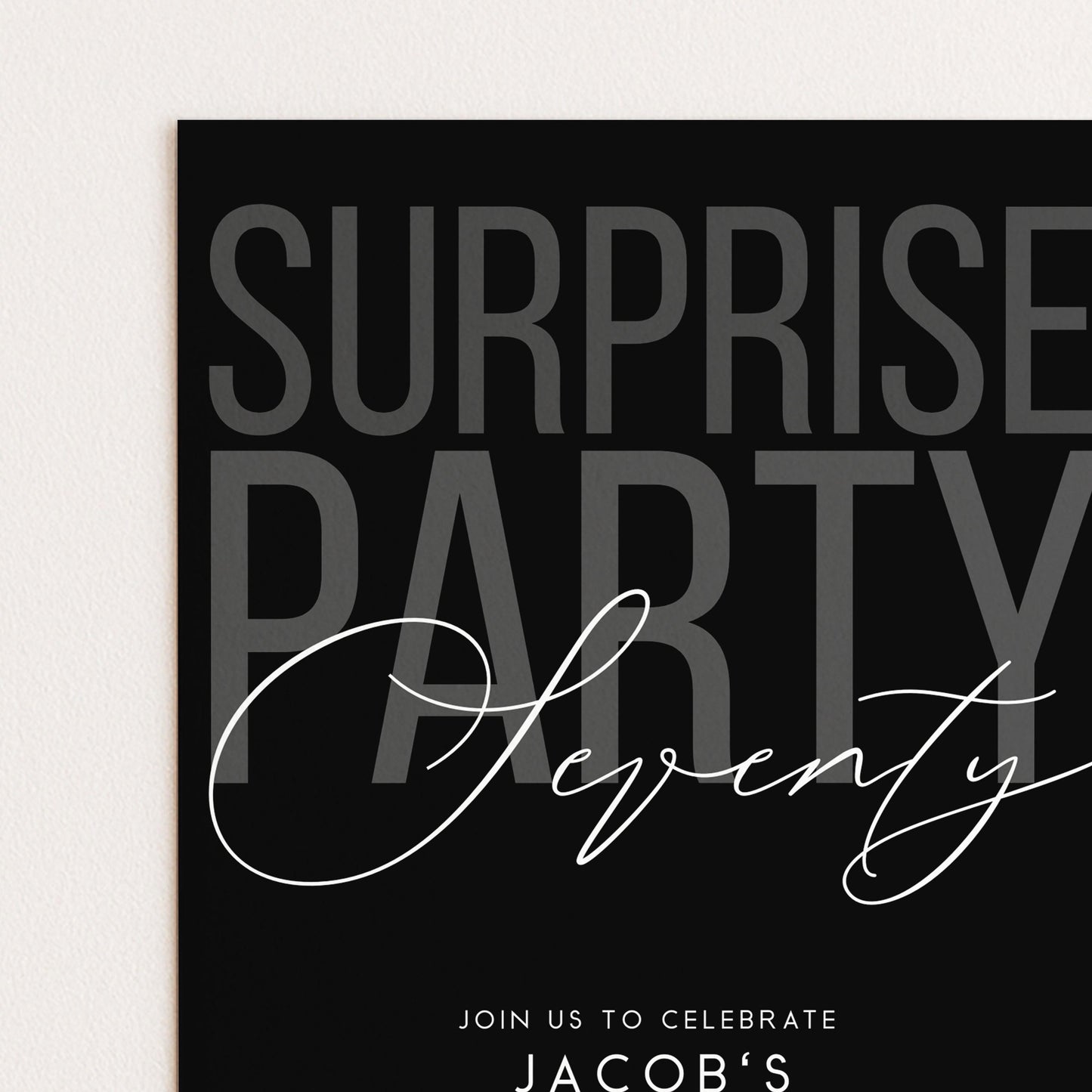 Surprise 70th Birthday Invitation, Editable Black Surprise Party Invite, Mens Adult Invitation Template, 70th BirthdayPrintable Template