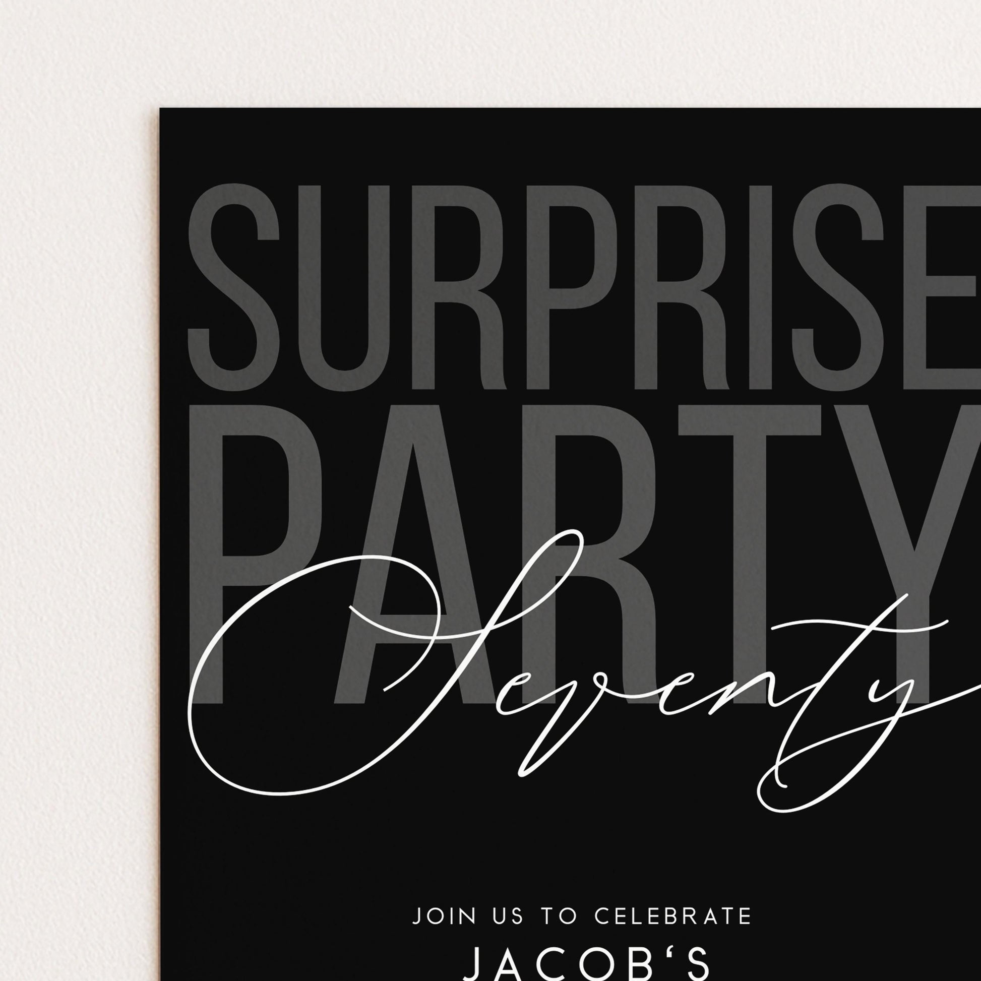 Surprise 70th Birthday Invitation, Editable Black Surprise Party Invite, Mens Adult Invitation Template, 70th BirthdayPrintable Template