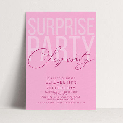 Surprise 70th Birthday Invitation, Editable Pink Surprise Party Invite, Women's Adult Invitation Template, 70th BirthdayPrintable Template