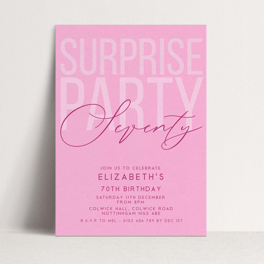 Surprise 70th Birthday Invitation, Editable Pink Surprise Party Invite, Women's Adult Invitation Template, 70th BirthdayPrintable Template