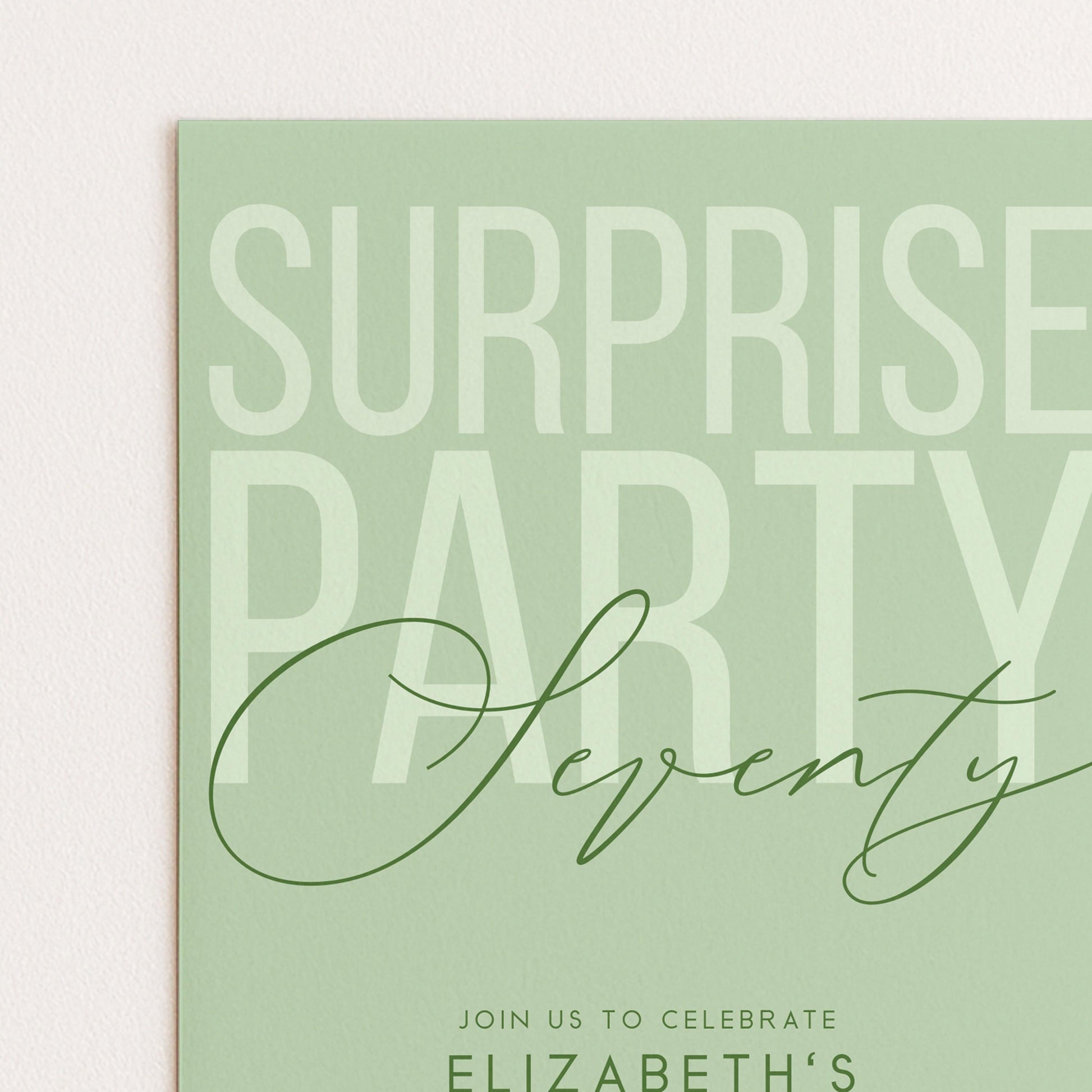 Surprise 70th Birthday Invitation, Editable Sage Surprise Party Invite, Unisex Adult Invitation Template, 70th BirthdayPrintable Template