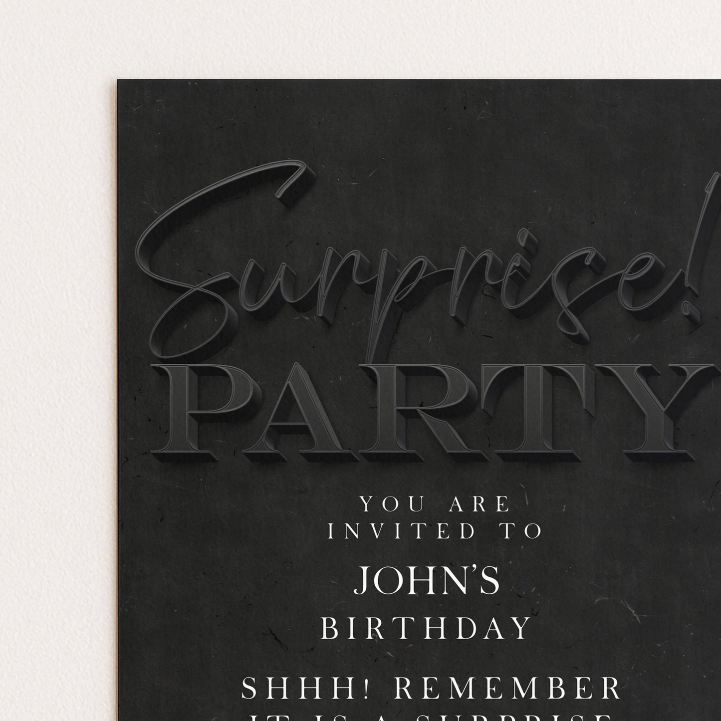 Surprise Birthday Invitation, Black Simple Invite for Him , Surprise Party, editable template, Instant Download SE19