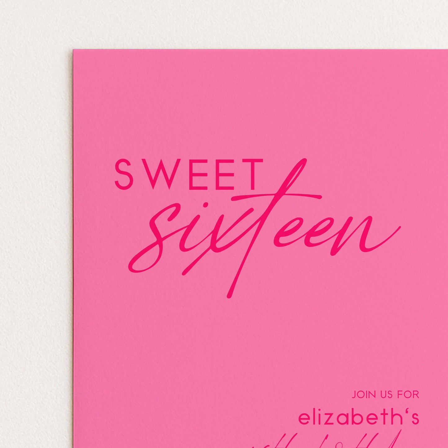 Sweet 16 Birthday Invitation Template, Bright Bold Pink Printable Template 16th Party Editable Digital Download