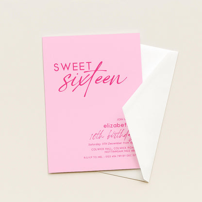 Sweet 16 Birthday Invitation Template, Pastel Pale Pink Printable Template 16th Party Editable Digital Download