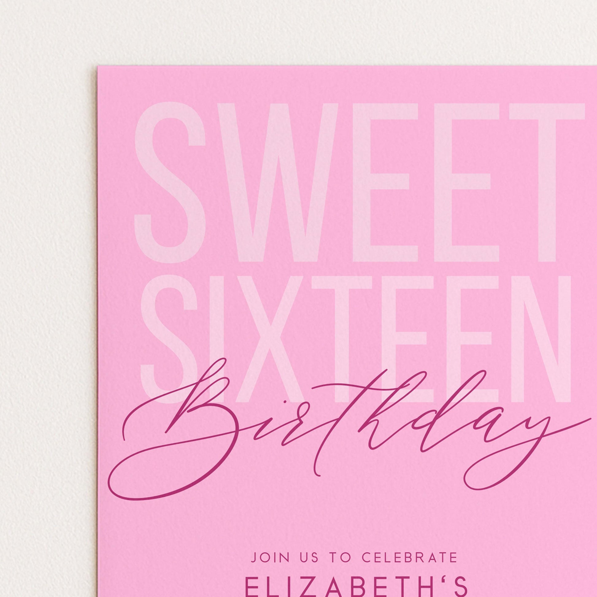 Editable Sweet 16 Birthday Invitation, Editable Pink Sixteen Party Invite, Girls Invitation Template, 16th Birthday Printable Template