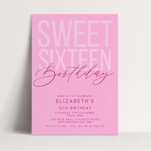 Editable Sweet 16 Birthday Invitation, Editable Pink Sixteen Party Invite, Girls Invitation Template, 16th Birthday Printable Template