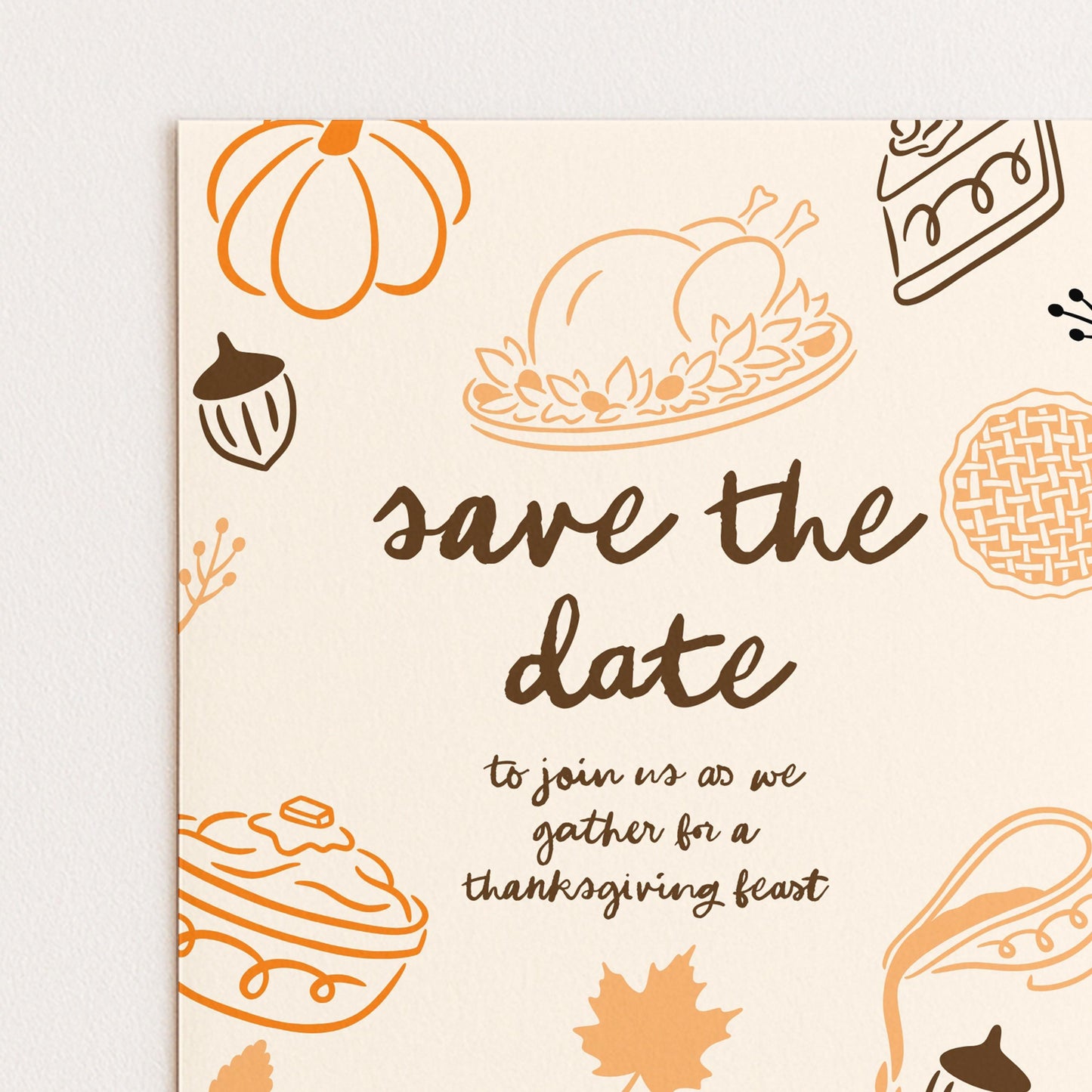 Thanksgiving Save the Date Invitation, Editable Fall Feast Card Printable Digital Corjl Template