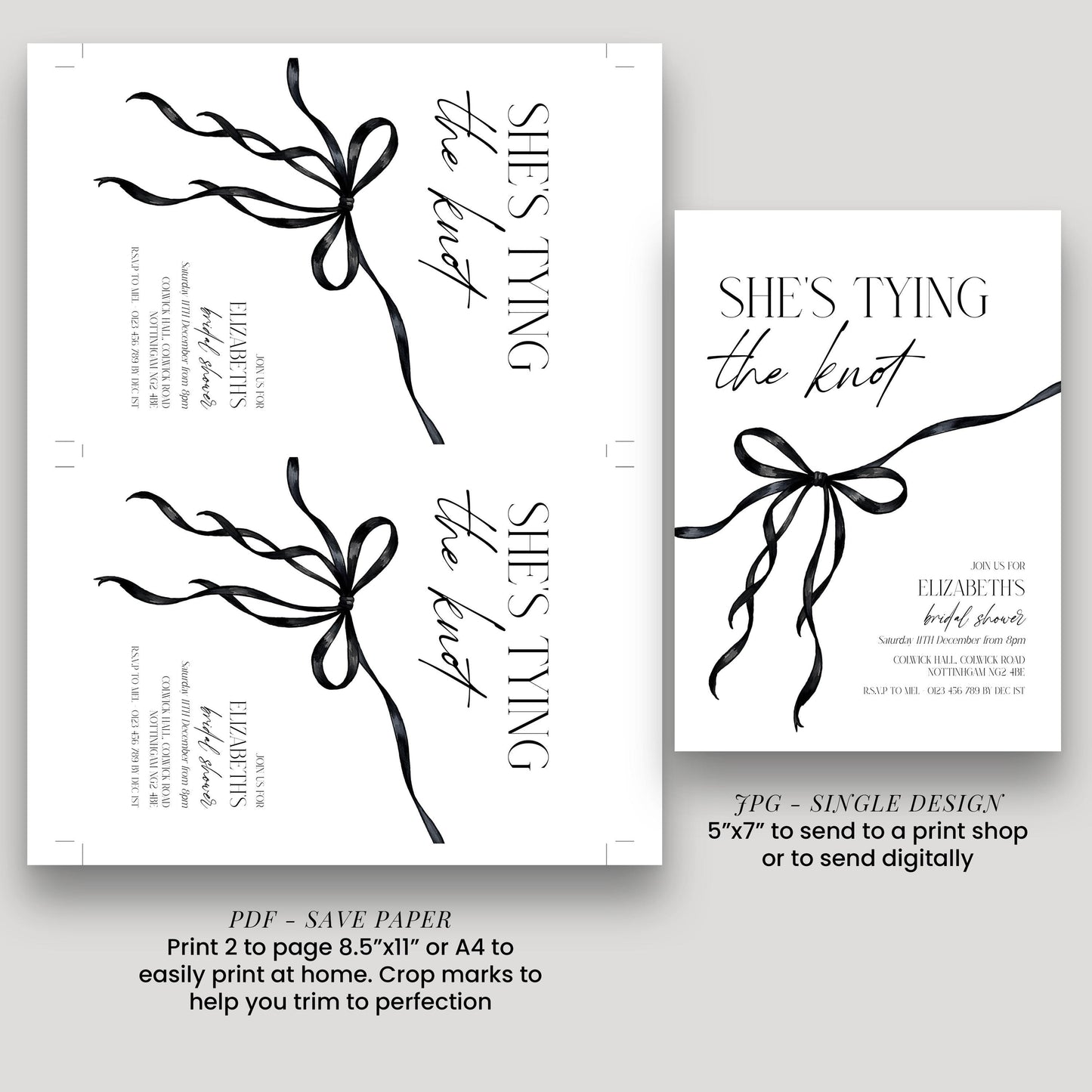 Tying the Knot Party Invitation, Bridal Shower Editable Template, Printable Hen Do Bachelorette Party