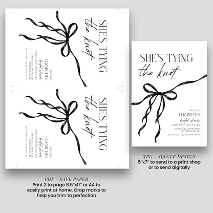 Tying the Knot Party Invitation, Bridal Shower Editable Template, Printable Hen Do Bachelorette Party