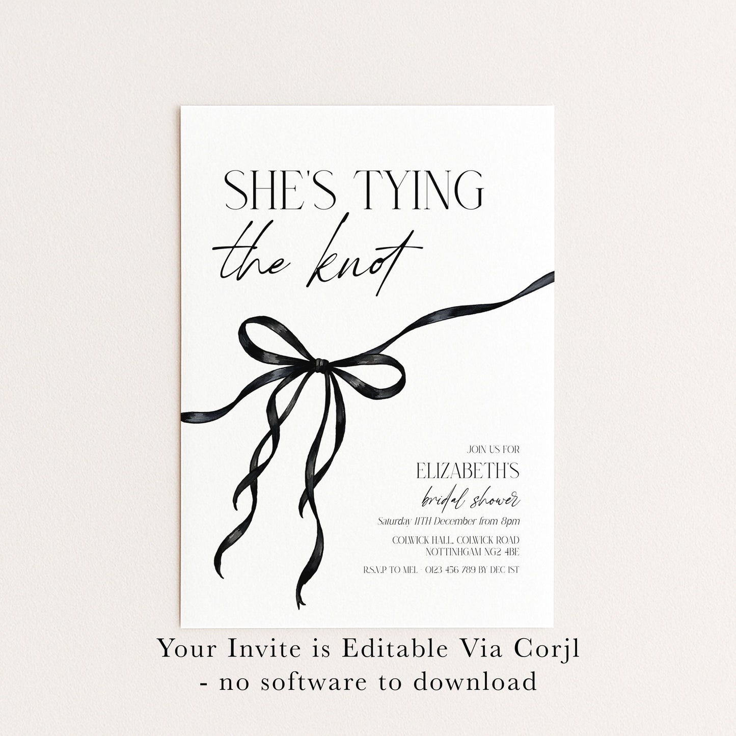 Tying the Knot Party Invitation, Bridal Shower Editable Template, Printable Hen Do Bachelorette Party