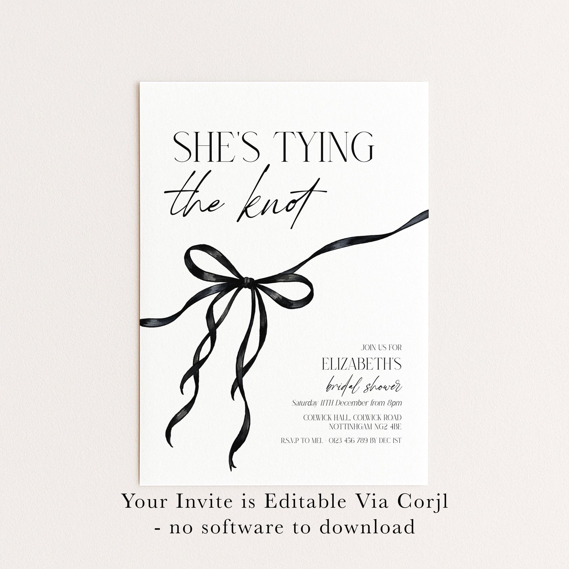 Tying the Knot Party Invitation, Bridal Shower Editable Template, Printable Hen Do Bachelorette Party