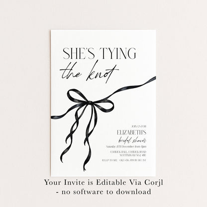 Tying the Knot Party Invitation, Bridal Shower Editable Template, Printable Hen Do Bachelorette Party
