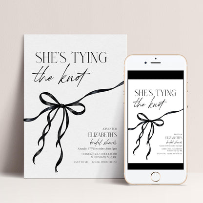 Tying the Knot Party Invitation, Bridal Shower Editable Template, Printable Hen Do Bachelorette Party