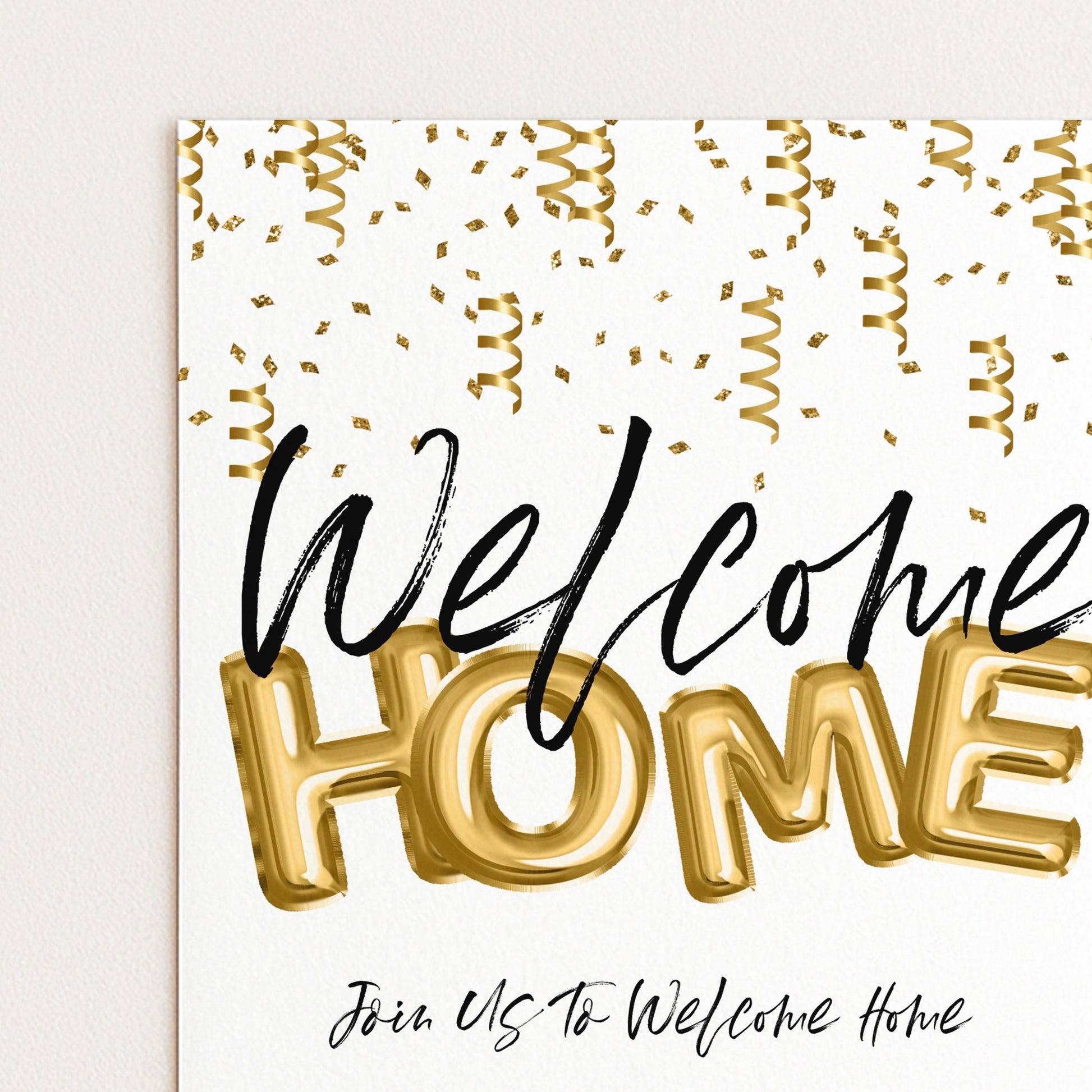 Welcome Home Gold Welcome Invite Homecoming Party Invite Hero's Welcome Instant Download Printable