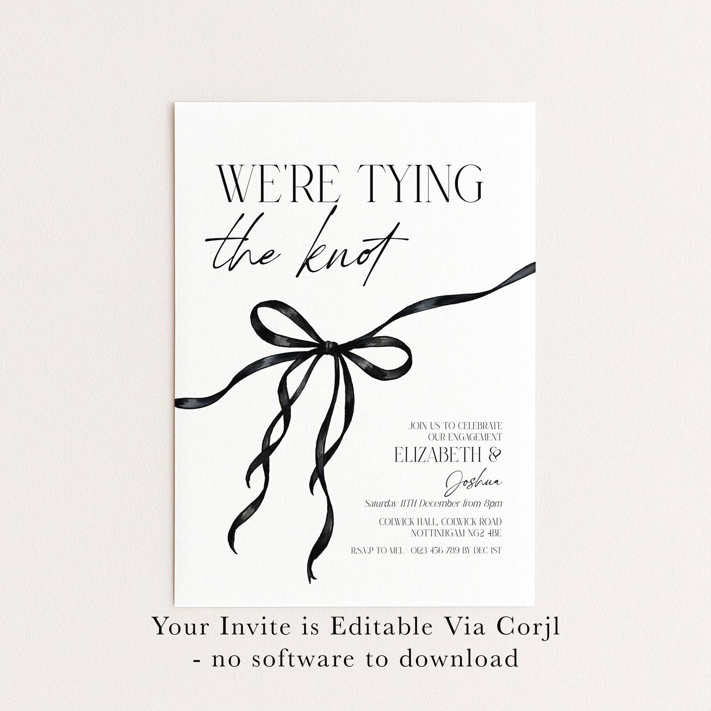 Were Tying the Knot Party Invitation, Engagement Editbale Invite, Printable Template