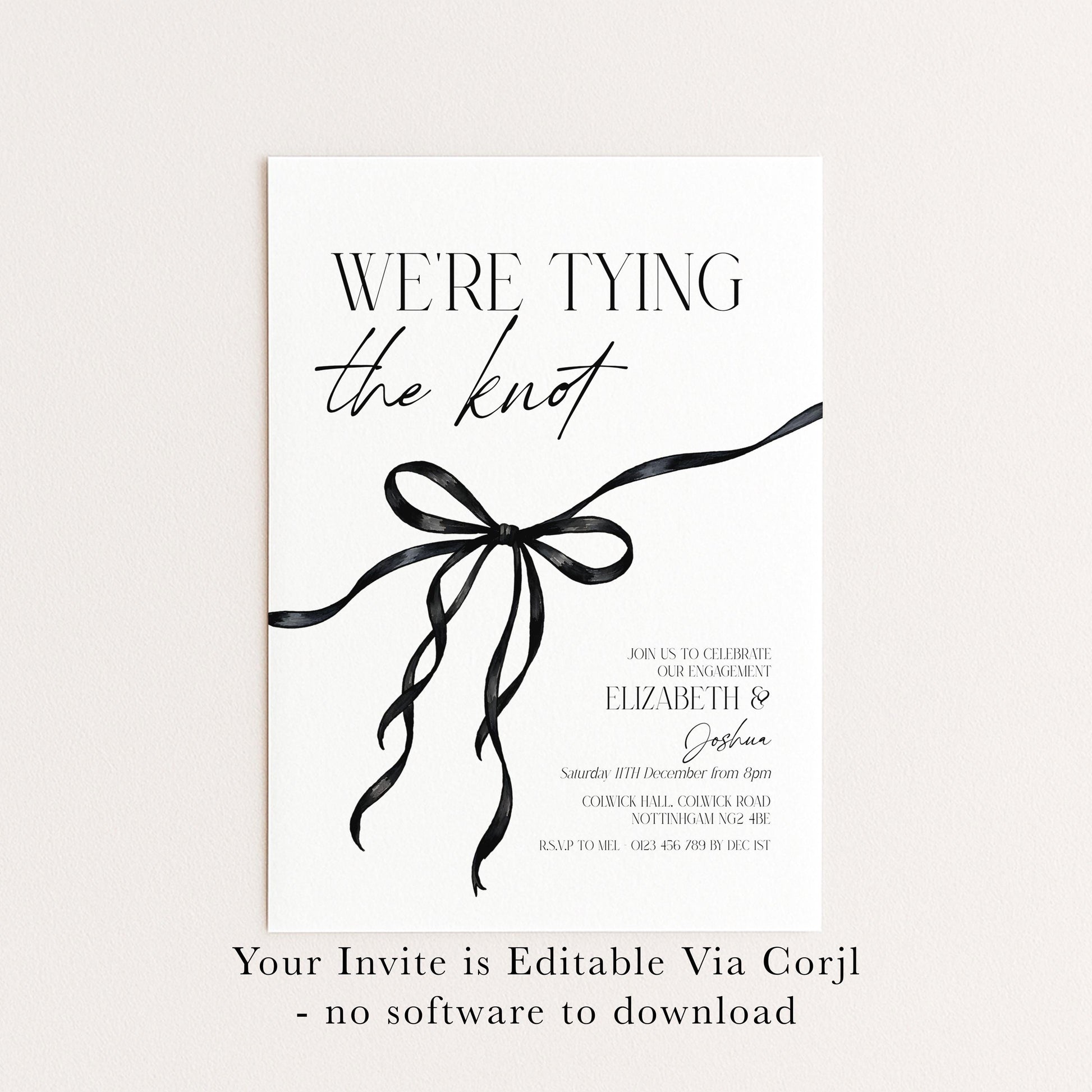 Were Tying the Knot Party Invitation, Engagement Editbale Invite, Printable Template