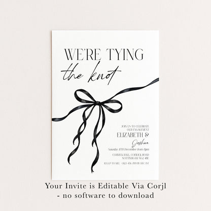 Were Tying the Knot Party Invitation, Engagement Editbale Invite, Printable Template
