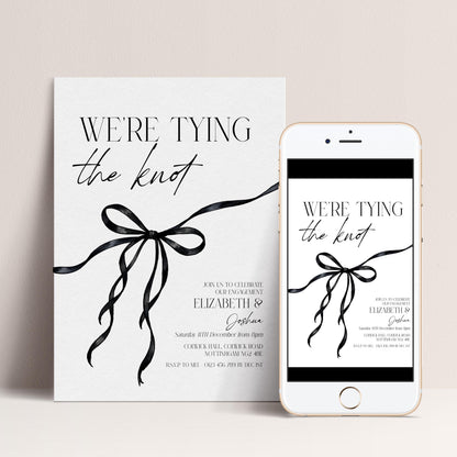 Were Tying the Knot Party Invitation, Engagement Editbale Invite, Printable Template